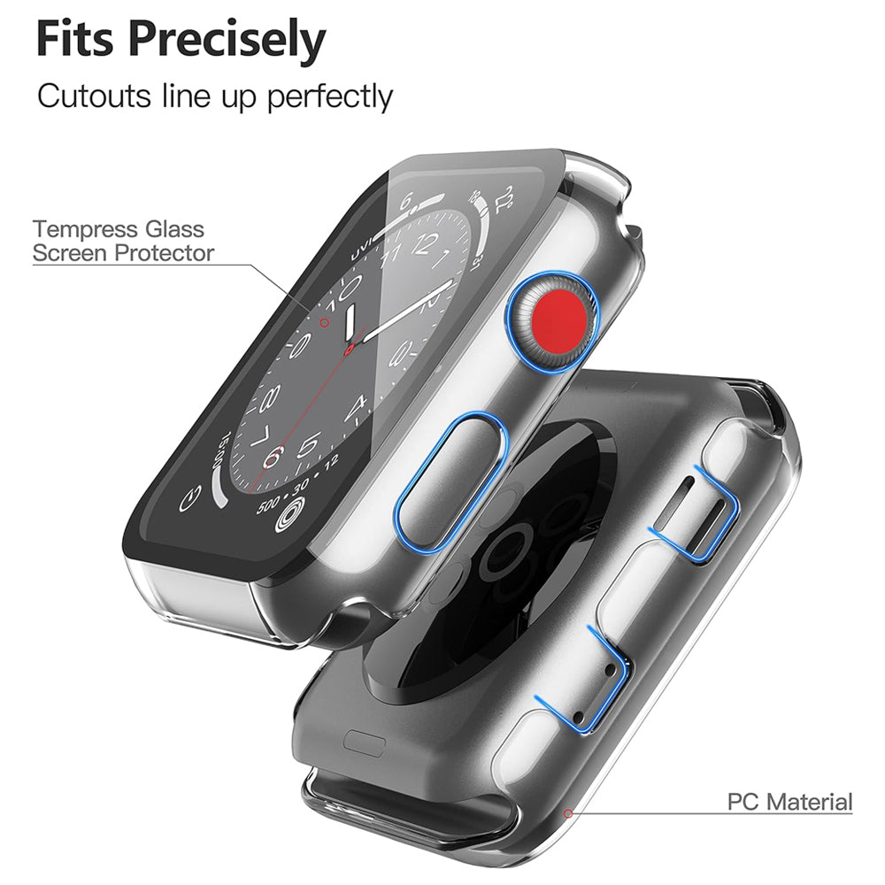 Apple Watch 38mm Case with Glass Screen Protector by SwiftShield (2 Pack - Black + Clear)