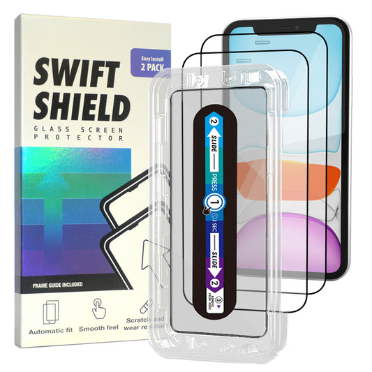iPhone 11 Tempered Glass Screen Protector [2-Pack] with Easy Alignment Frame – Clear, Premium by SwiftShield