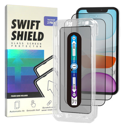 iPhone 11 Tempered Glass Screen Protector [2-Pack] with Easy Alignment Frame – Matte Anti-Glare, Premium by SwiftShield