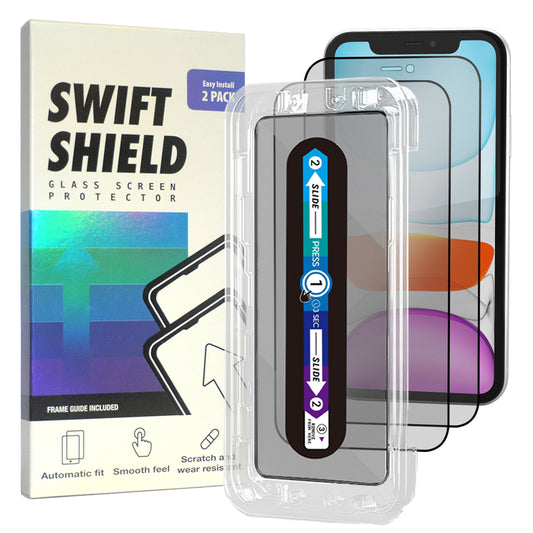 iPhone 11 Tempered Glass Screen Protector [2-Pack] with Easy Alignment Frame – Matte Anti-Glare, Premium by SwiftShield