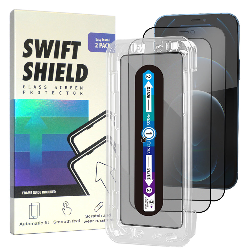 iPhone 12 Pro Tempered Glass Screen Protector [2-Pack] with Easy Alignment Frame – Matte Anti-Glare, Premium by SwiftShield