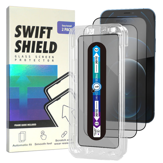 iPhone 12 Pro Tempered Glass Screen Protector [2-Pack] with Easy Alignment Frame – Matte Anti-Glare, Premium by SwiftShield