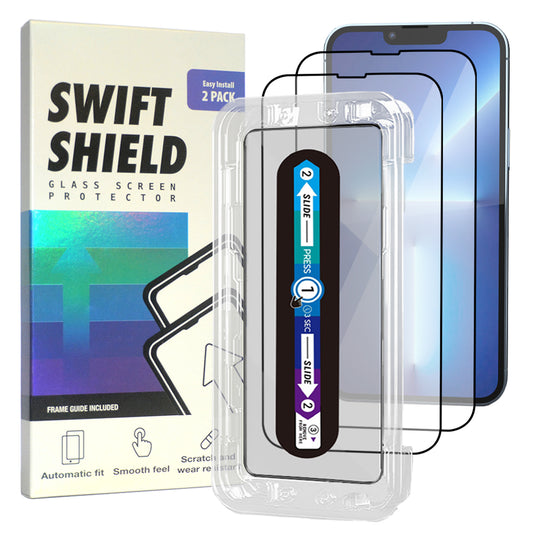 iPhone 13 Pro Tempered Glass Screen Protector [2-Pack] with Easy Alignment Frame – Clear, Premium by SwiftShield