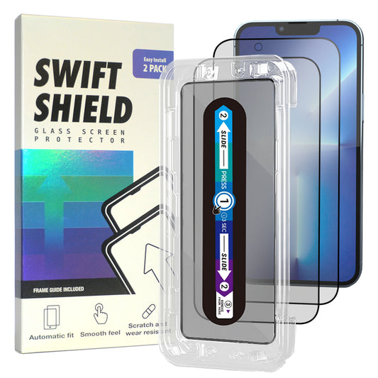 iPhone 13 Pro Tempered Glass Screen Protector [2-Pack] with Easy Alignment Frame – Matte Anti-Glare, Premium by SwiftShield