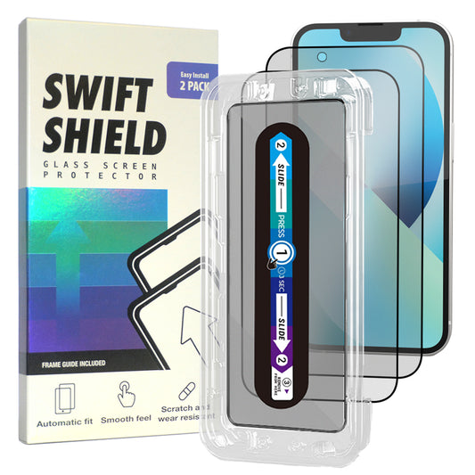 iPhone 13 Tempered Glass Screen Protector [2-Pack] with Easy Alignment Frame – Matte Anti-Glare, Premium by SwiftShield
