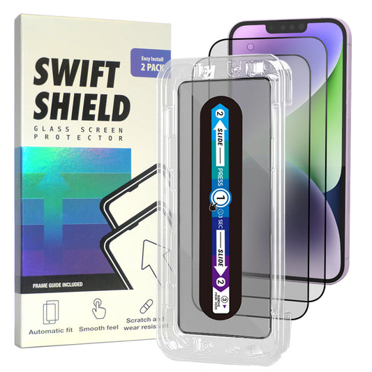 iPhone 14 Plus Tempered Glass Screen Protector [2-Pack] with Easy Alignment Frame – Matte Anti-Glare, Premium by SwiftShield