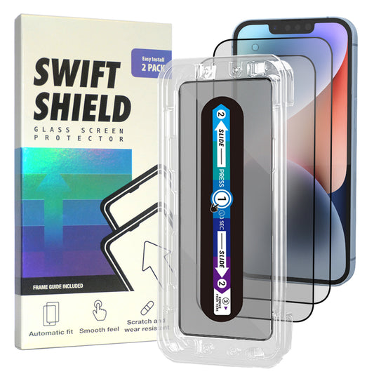 iPhone 14 Tempered Glass Screen Protector [2-Pack] with Easy Alignment Frame – Matte Anti-Glare, Premium by SwiftShield