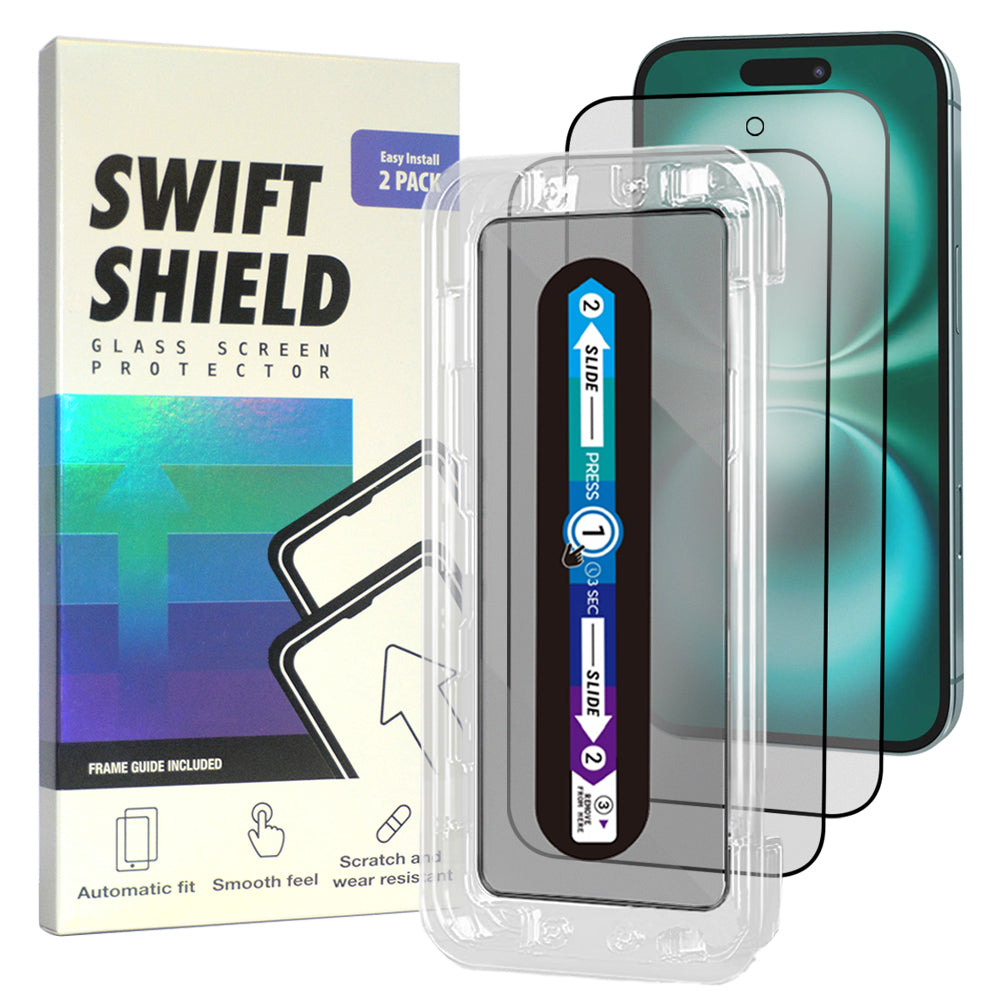 iPhone 16 Plus Tempered Glass Screen Protector [2-Pack] with Easy Alignment Frame – Matte Anti-Glare, Premium by SwiftShield