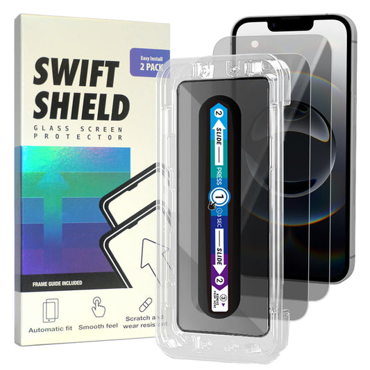 iPhone 16e Tempered Glass Screen Protector [2-Pack] with Easy Alignment Frame – Privacy, Premium by SwiftShield