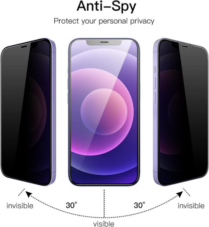 iPhone 12 Pro Tempered Glass Screen Protector [2-Pack] with Easy Alignment Frame – Privacy, Premium by SwiftShield