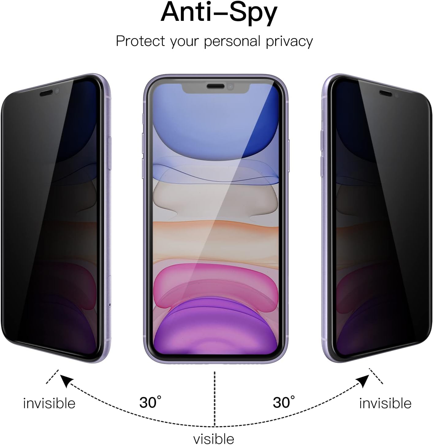 iPhone 11 Tempered Glass Screen Protector [2-Pack] with Easy Alignment Frame – Privacy, Premium by SwiftShield