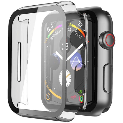 Apple Watch 44mm Case with Glass Screen Protector by SwiftShield (2 Pack - Black + Clear)