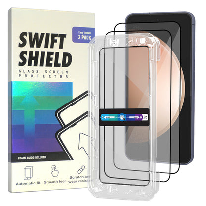 Samsung Galaxy S23 FE Tempered Glass Screen Protector [2-Pack] with Easy Alignment Frame – Clear, Premium by SwiftShield