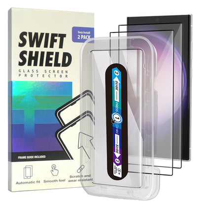 Samsung Galaxy S23 Ultra Tempered Glass Screen Protector [2-Pack] with Easy Alignment Frame – Clear, Premium by SwiftShield