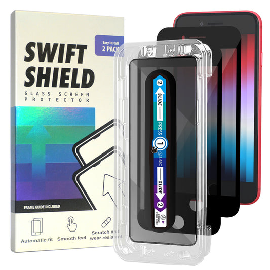 iPhone 8 Tempered Glass Screen Protector [2-Pack] with Easy Alignment Frame – Privacy, Premium by SwiftShield