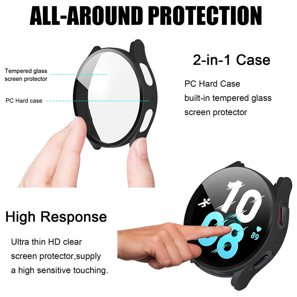 Samsung Galaxy Watch FE 40mm Case with Glass Screen Protector by SwiftShield (2 Pack - Clear)