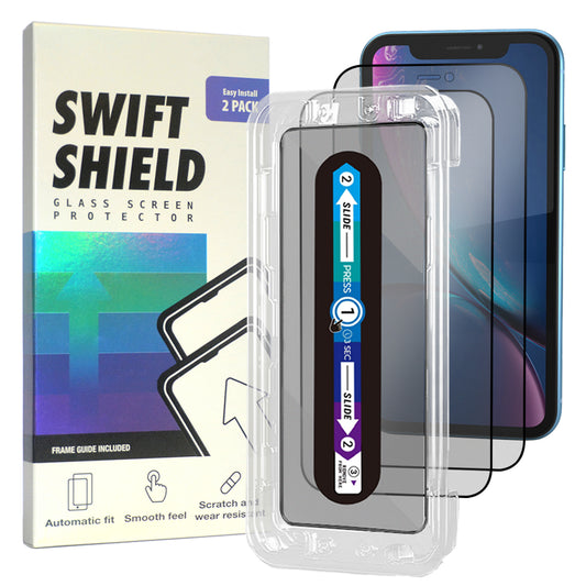 iPhone XR Tempered Glass Screen Protector [2-Pack] with Easy Alignment Frame – Matte Anti-Glare, Premium by SwiftShield