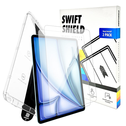 iPad Mini A17 Tempered Glass Screen Protector [2-Pack] with Easy Alignment Frame – Clear, Premium by SwiftShield